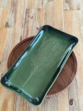 Vintage Kay Wayne Signed Studio Art Green Platter